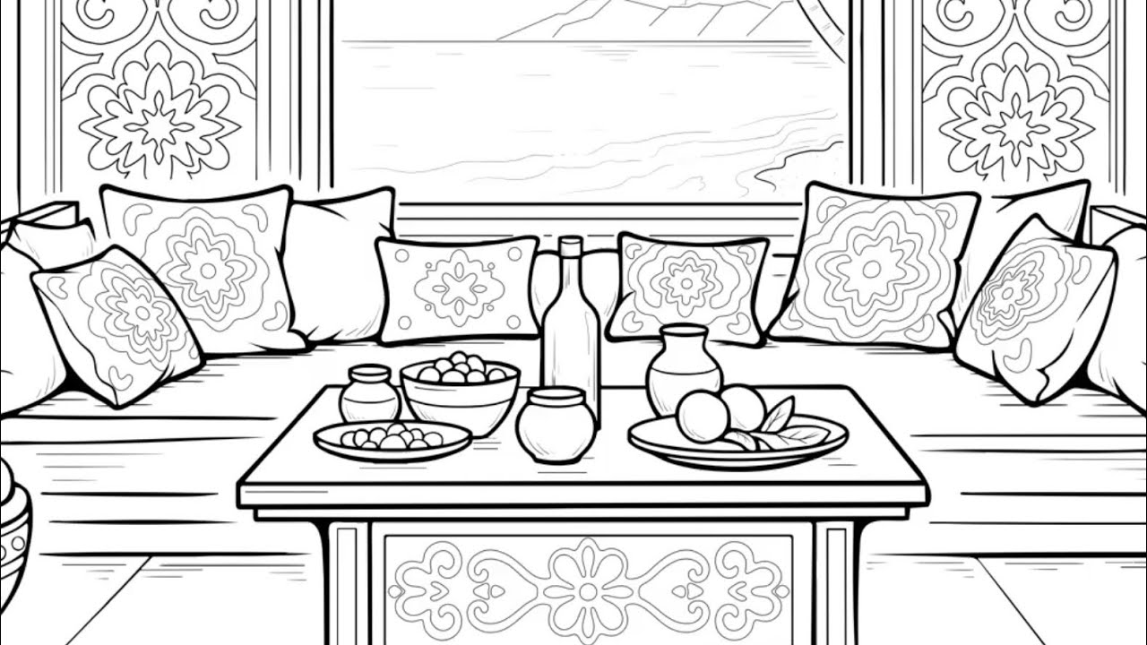 Luxurious Oceanfront Living Room Colorful Decor Zen Color app Paint by Number #coloringbook