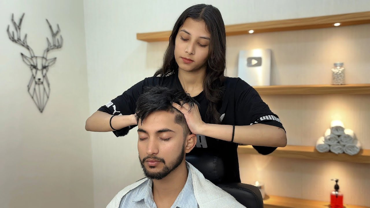 My Friend's FIRST HEAD MASSAGE by SHIVU BARBER 💆🏻&zwj;♂️| Asmr massage ✨