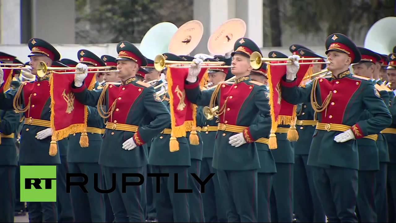 Massed Bands rehearsal for Victory Parade