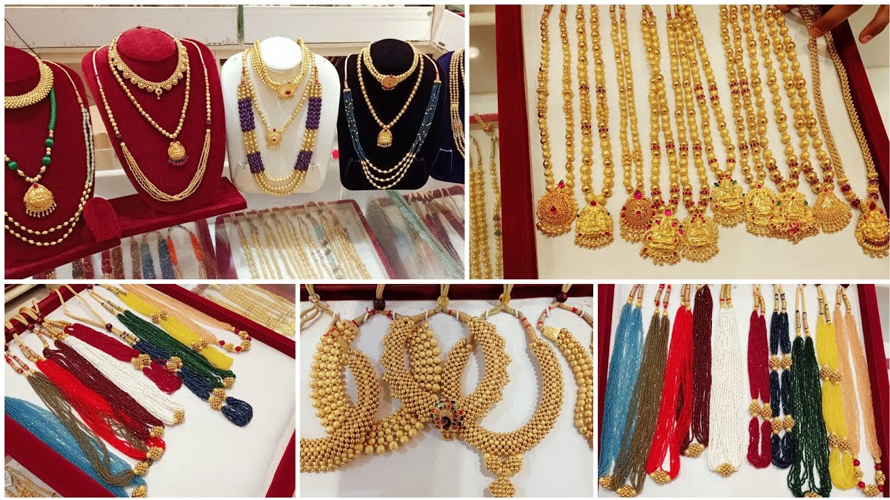 SARAVANA GOLD ELITE 0.460 Gram Light weight Gold Chains Choker Layer Gold Balls Haram  PENDANT CHAIN