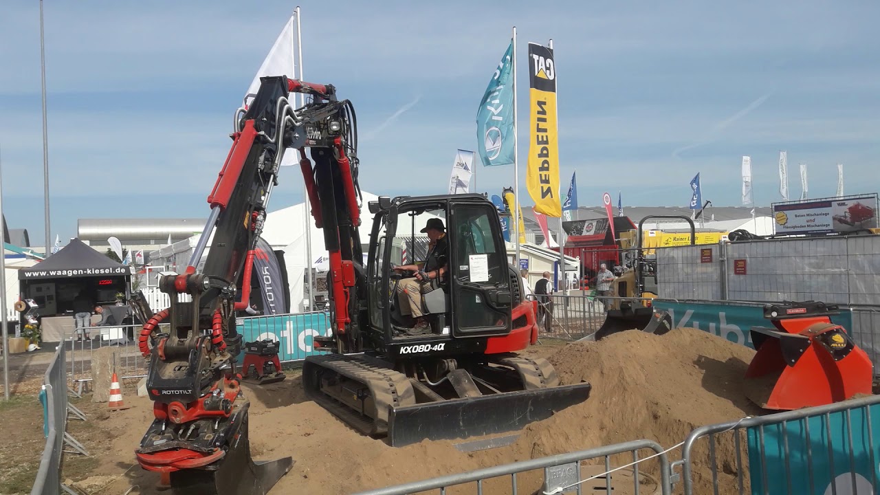 Kubota kx 080 # Rototilt R3  vollhydraulisch # Demo Tivebau live