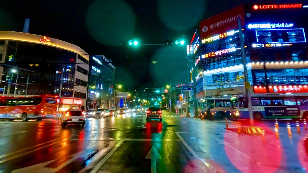 [4K] Rainy Day & Night, Busan City Drive | Pusan National University - Dongnae | Soundscape | 183