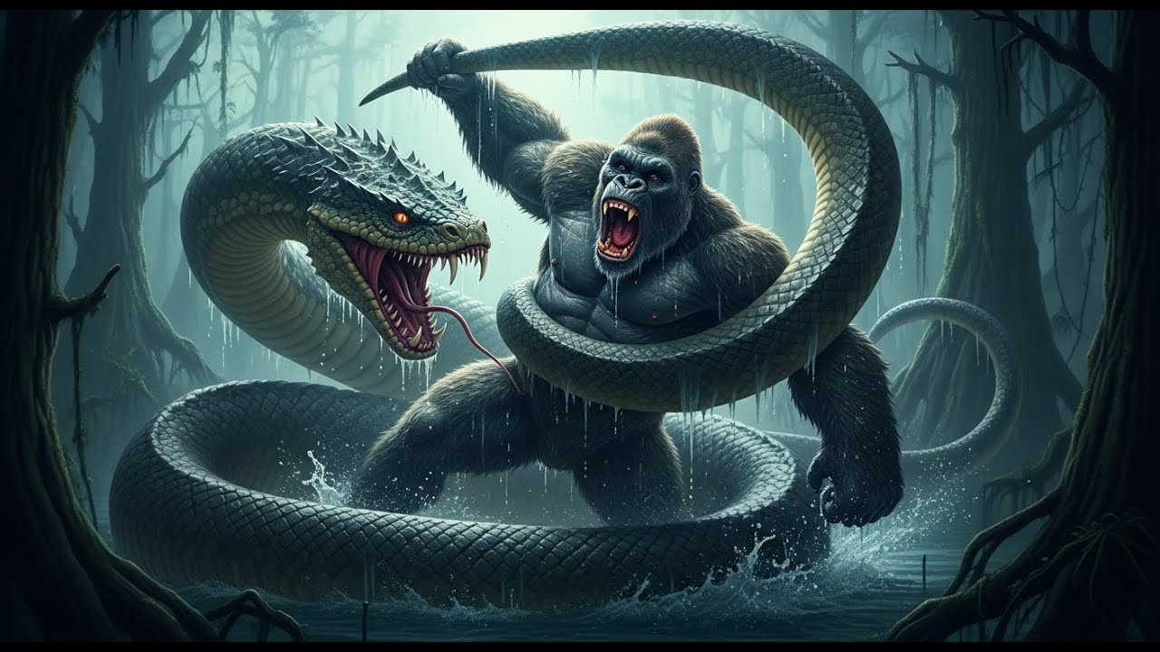 King Kong vs  the Giant Swamp Serpent Could Kong Survive the Serpent's Venomous Grip