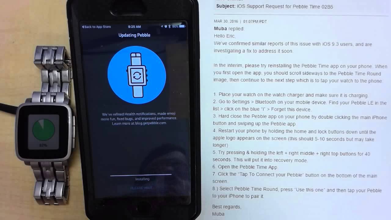 Pebble Time Steel iOS 9.3 Issue RESOLVED