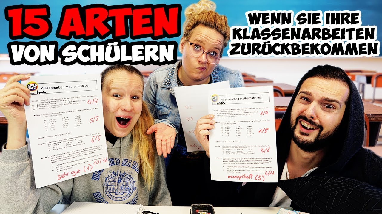 15 Arten von SCHÜLERN, wenn sie ihre KLASSENARBEITEN ZURÜCKBEKOMMEN!1er-Kandidat, Panische, Heulsuse