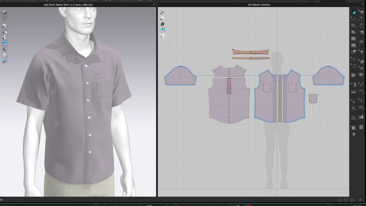 Drafting Short Sleeve Shirt, Marvelous Designer, Clo