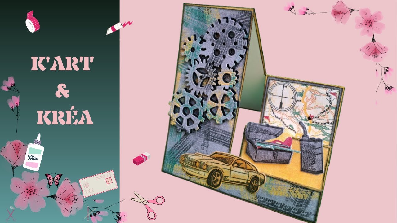Tutoriel Carte Chevalet pour homme #scrapbooking