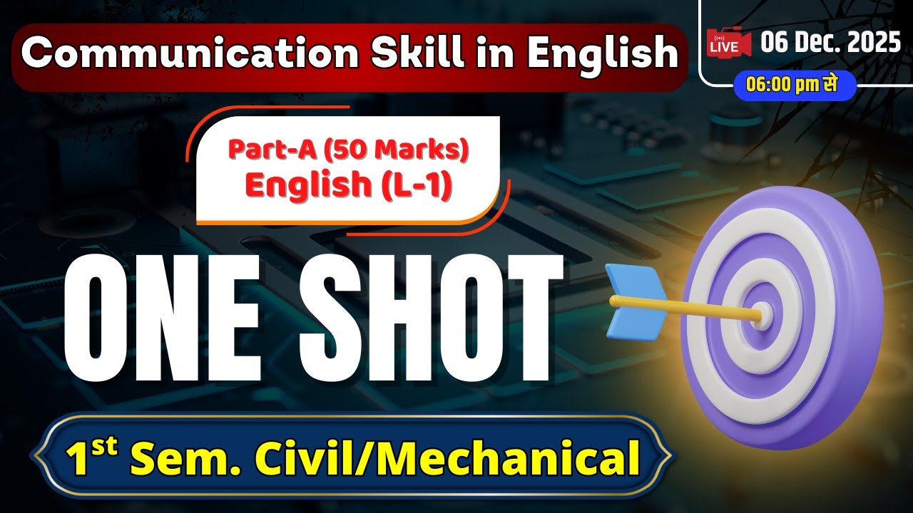 One SHOT || Communication Skill in English(Part-A) L-1 || Polytechnic 1st Semester Civil/ Mechanical