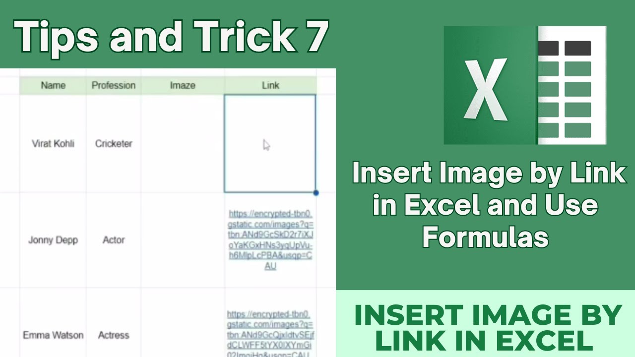 Insert Image by Link in Excel and Use Formulas