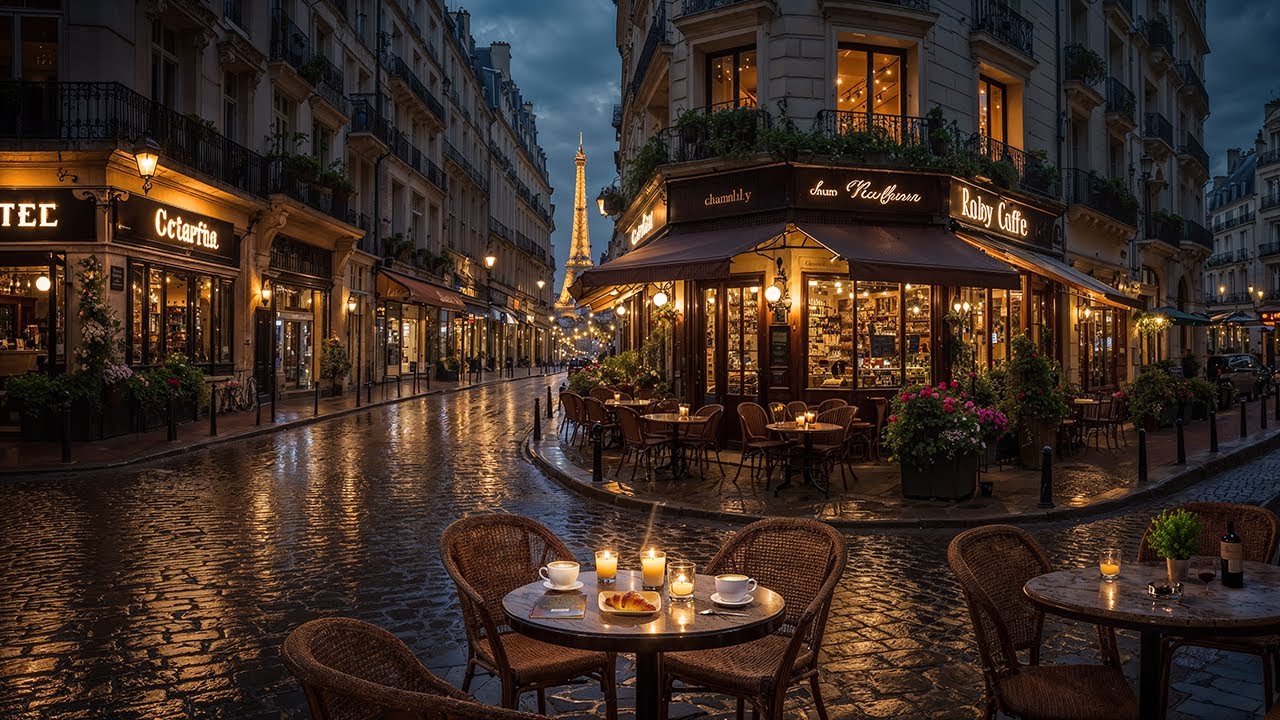 Night Jazz at a Paris Outdoor Caf&eacute; ☕ Smooth Jazz Music for Study, Focus & Romantic Night Ambience