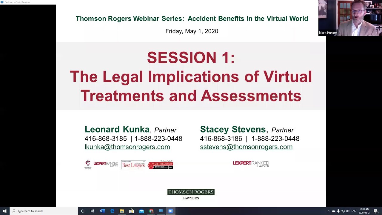 Thomson Rogers Webinar Series: The Legal Implications of Virtual Treatments and Assessments