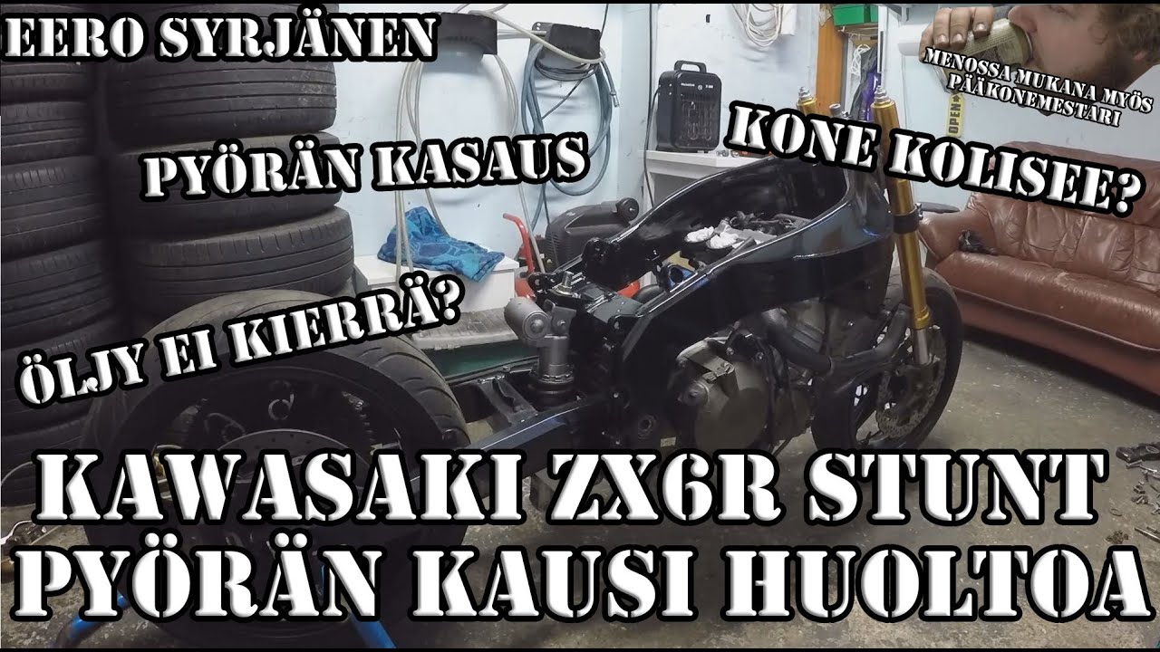 Kawasaki zx6r STUNT pyörän kausihuoltoa || GARAGEVLOG#31