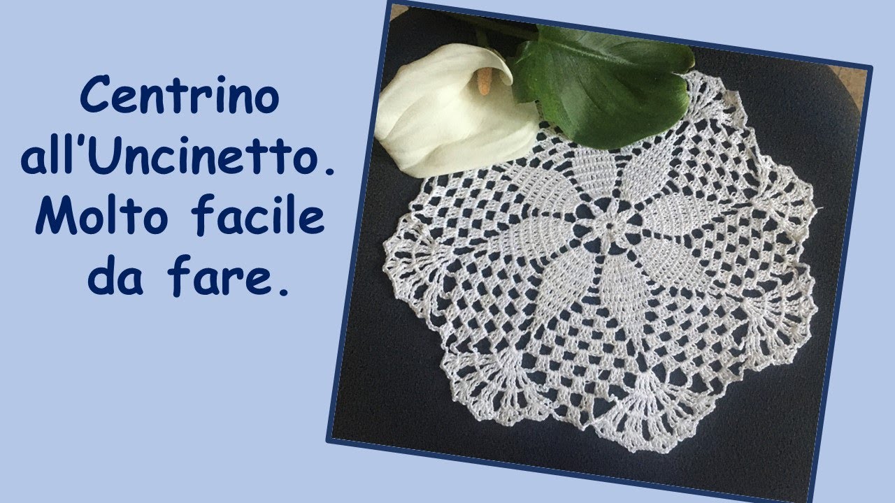 Centrino all’Uncinetto . Molto facile da fare. 32cm diametro