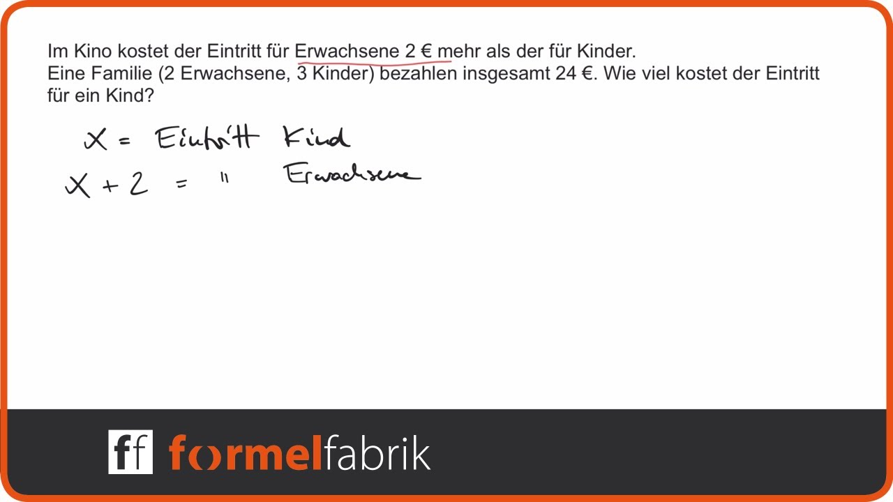 Gleichung mit einer Variablen aufstellen –Textaufgabe 3