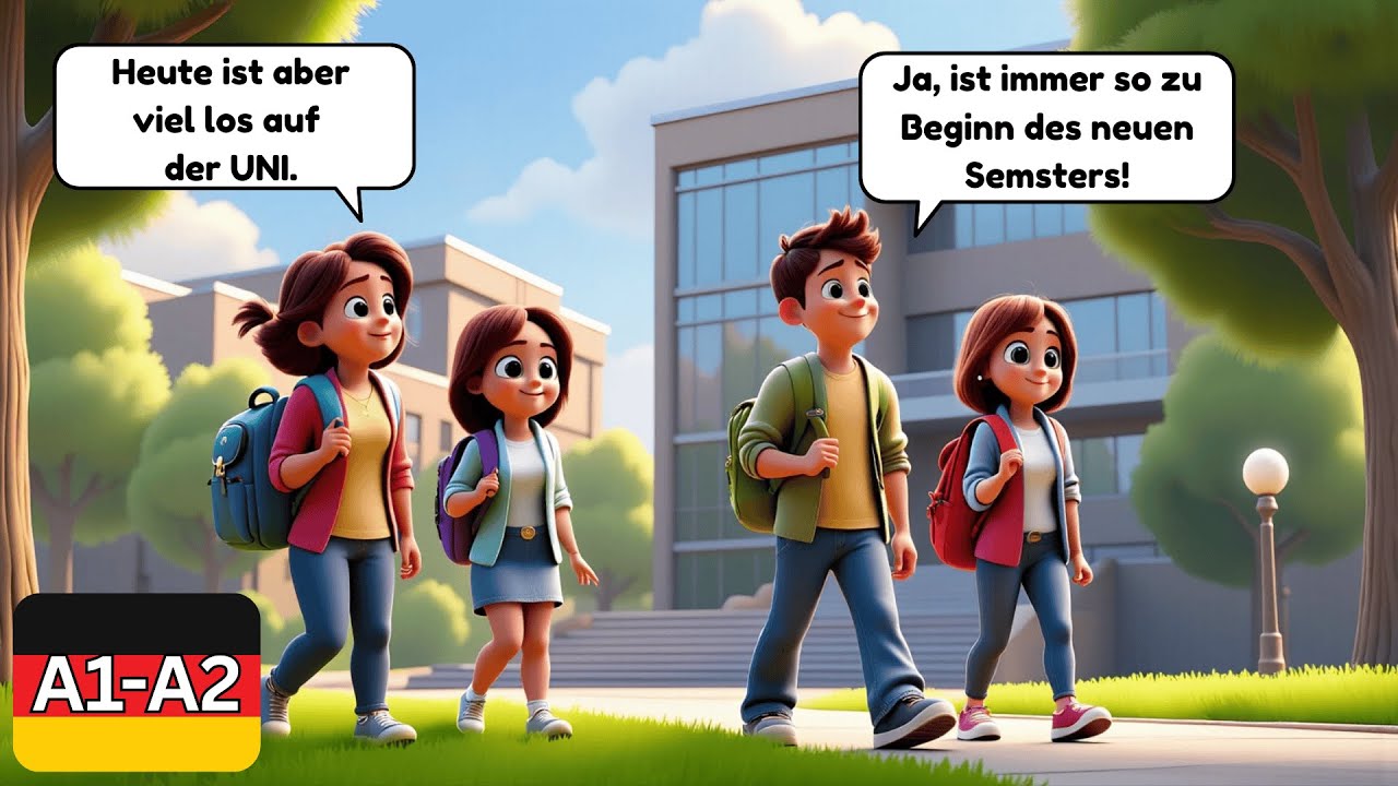 Einfache Deutsche Gespräche für Anfänger | A1–A2 | Dialoge an der Universität