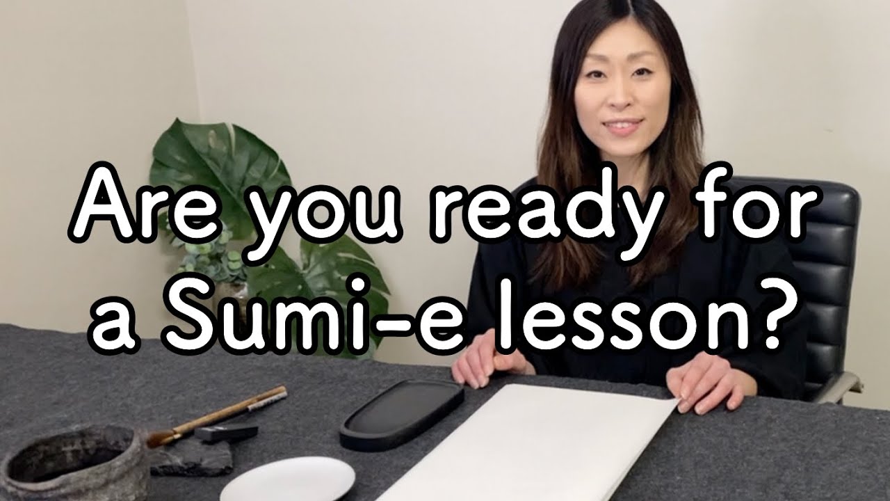 Let's experience Sumi-e together. Table setting for a Sumi-e lesson