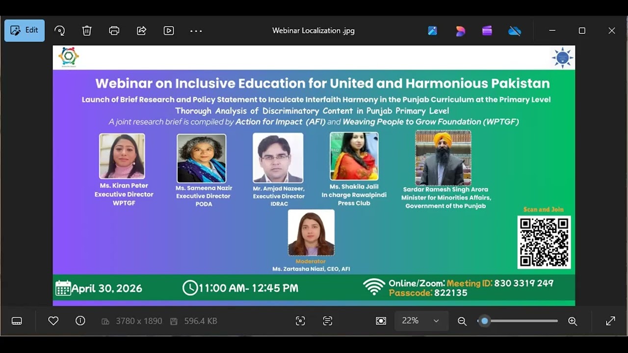 Inclusive Education for United and Harmonious Pakistan