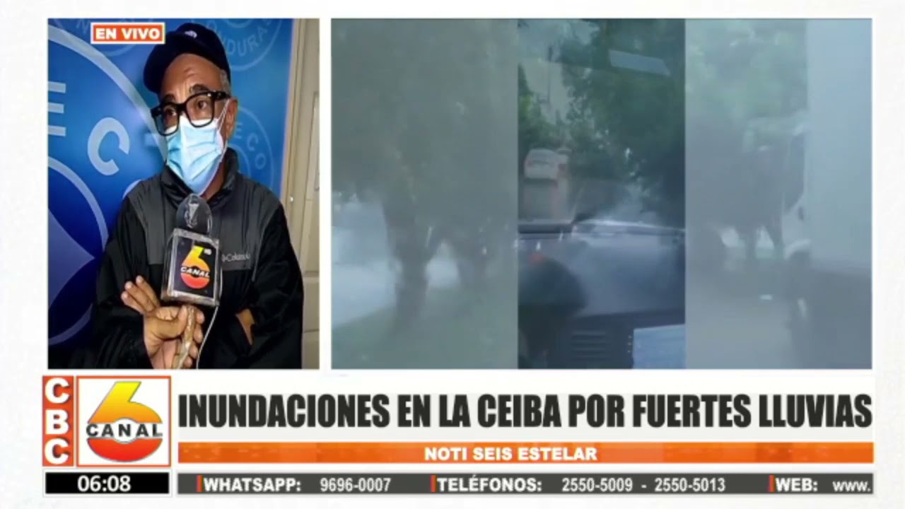 Inundadas las calles de La Ceiba por fuertes lluvias