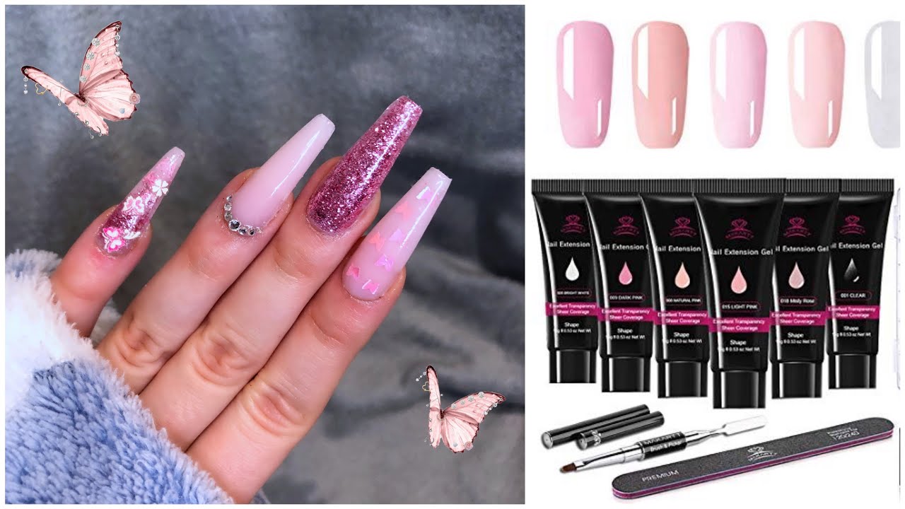 LAZY GIRL POLYGEL METHOD| BUTTERFLY NAILS| POLYGEL NAILS| NAIL TUTORIAL| FOR BEGINNERS| GLAMIFYBABE