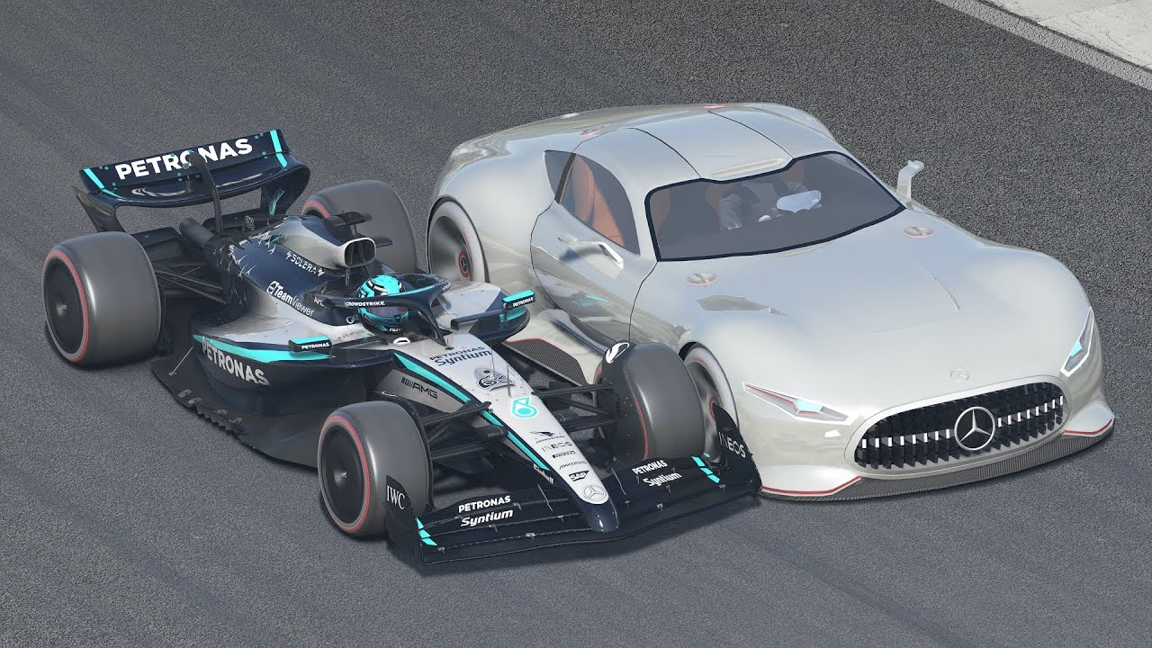 George Russell Mercedes F1 2025 vs Mercedes Supercars & Hypercars at Silverstone