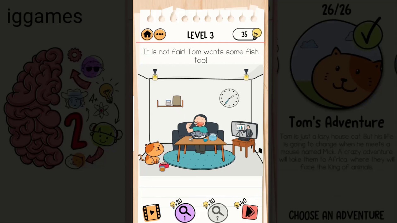 Brain Test 2 Level 3 Tom's Adventure