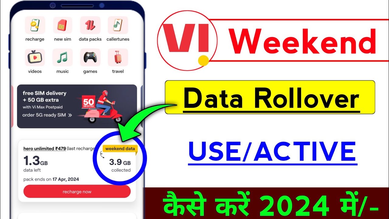 vi weekend data rollover activation kaise kare 2024/- vi weekend data rollover how to use 2024