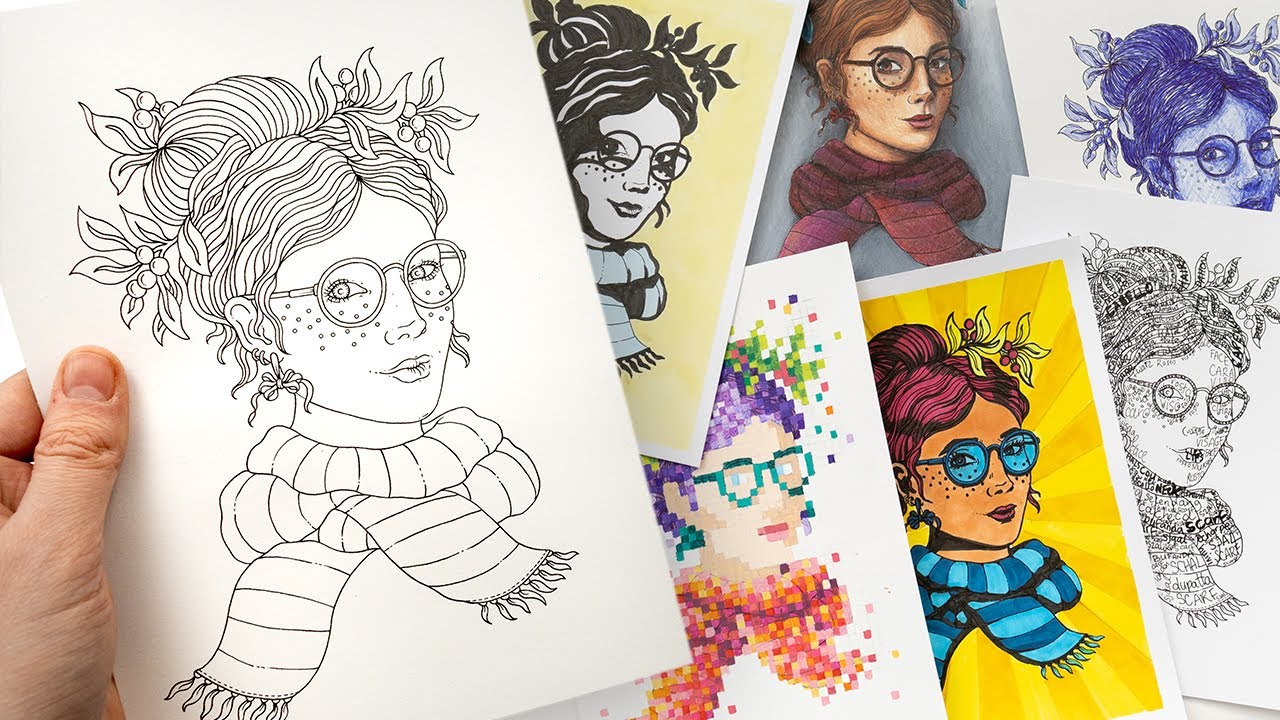 I Colored the Same Page Again and Again! (Art Style Challenge)