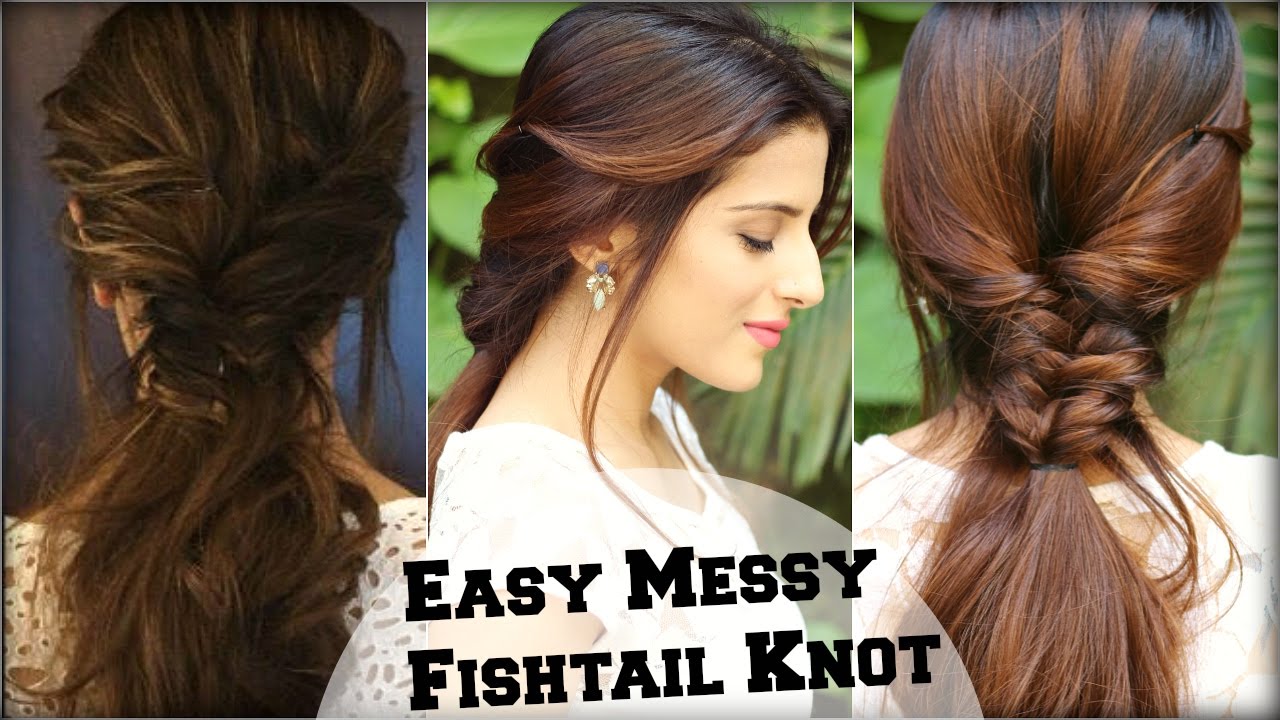 EASY Everyday Messy Fishtail Ponytail For School, College, Work/ Deepika Padukone/ Indian Hairstyles