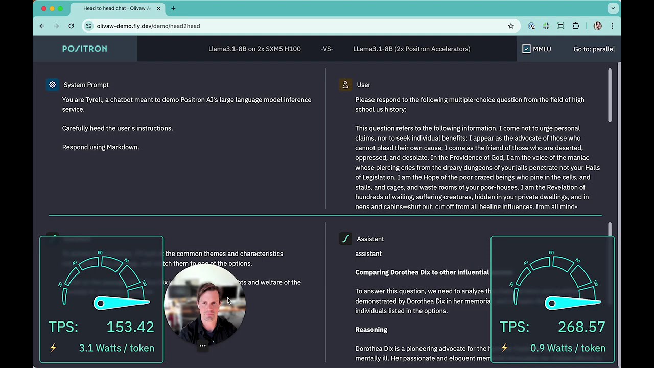 Positron Atlas API Endpoint Walkthrough and Head to Head Demo (Llama3.1-8B)