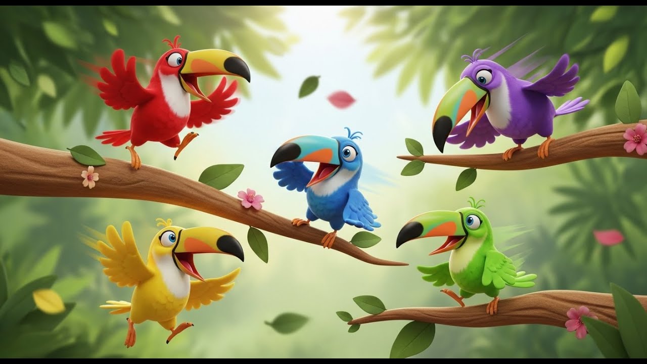 Five Little Toucans Peck Peck Peck | Tropical Bird Songs & Counting for Kids