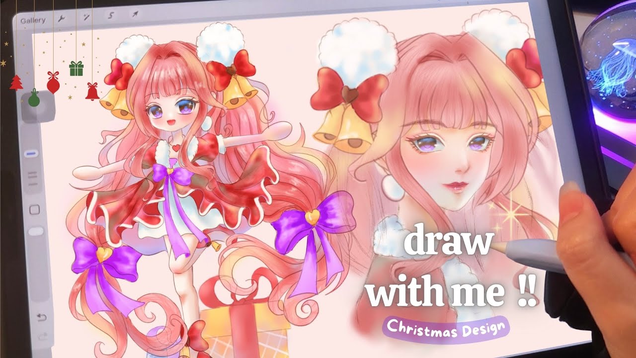 Draw With Me°☆ | 🧸💖Chibi & Semi Realistic Style | Ipad Drawing Procreate | Christmas Design