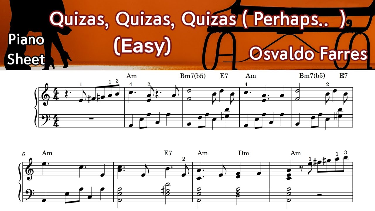 Quizas, Quizas, Quizas (Perhaps..) / Easy Piano Sheet Music / Andrea Bocelli/ By SagHeart Play