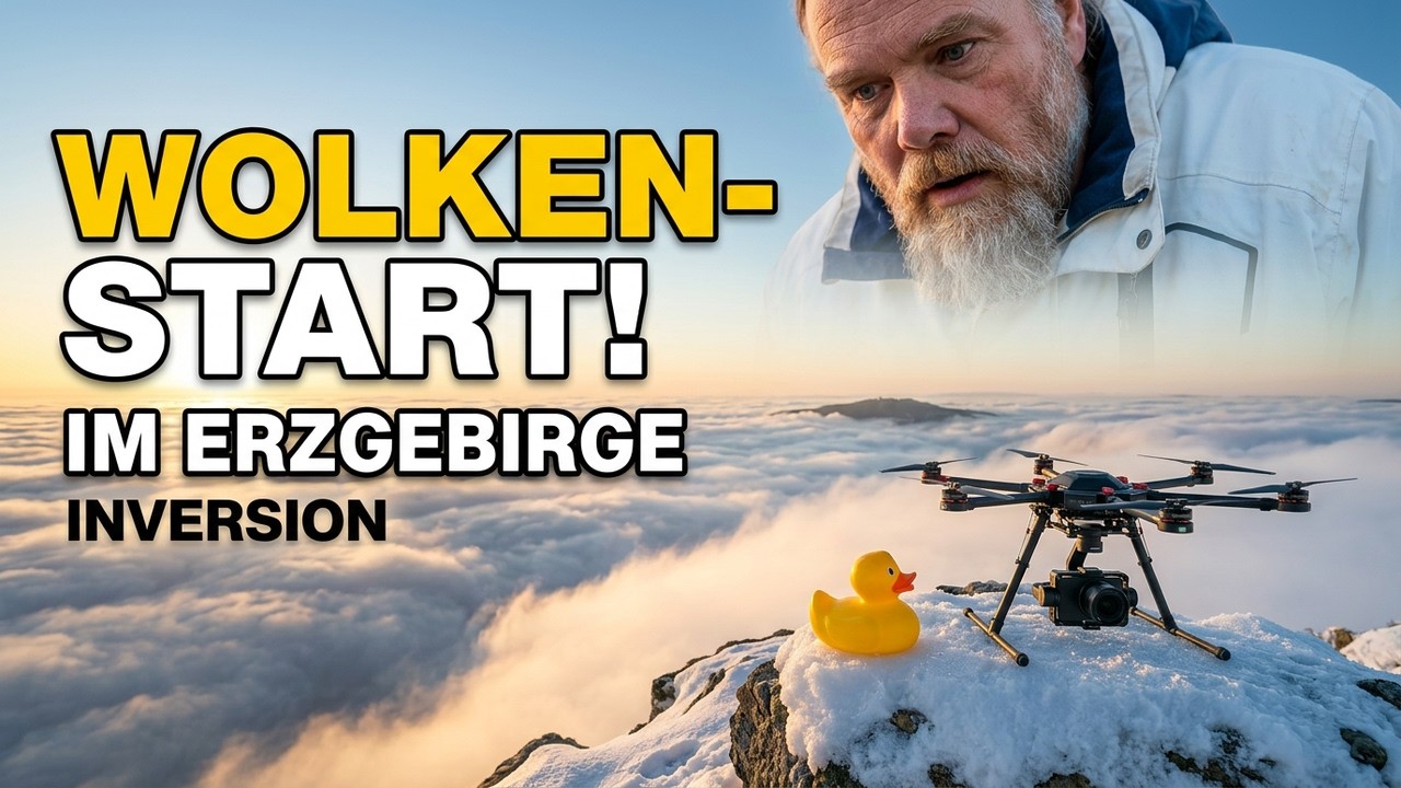 Inversionswetterlage im Erzgebirge – Drohnenstart direkt auf Wolkenhöhe.