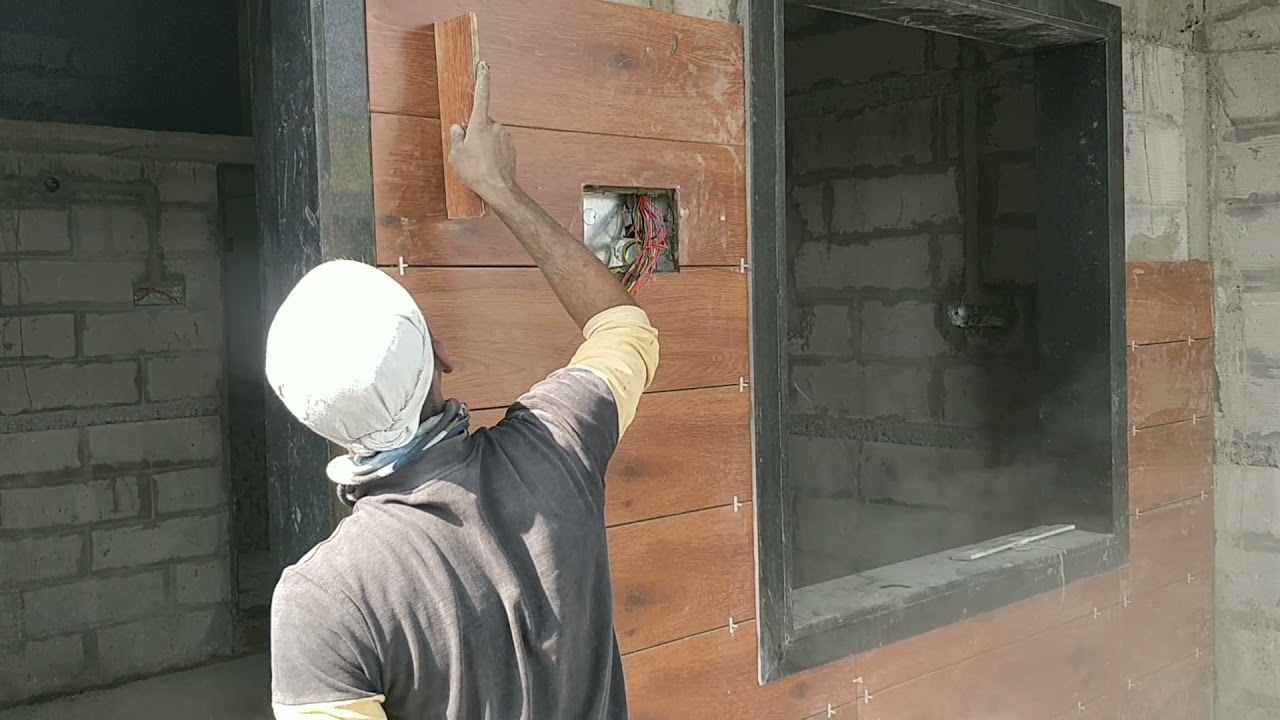 Elevation Design | Wooden Tiles Installation on Wall | 