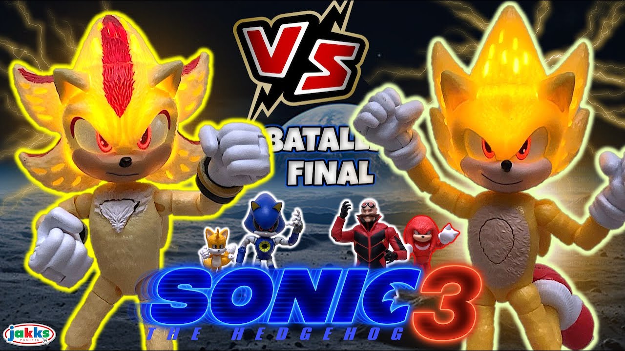 Pack SUPER SONIC vs SUPER SHADOW con Luces | SONIC 3 - Colección Jakks Pacific - TOY SHOTS (2025)