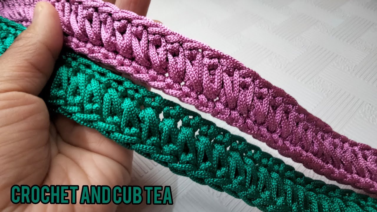 كروشيه: طريقة جديدة لعمل حبل شنطة كروشية بخيط السلسلة سهل وسريع جدا.crochet and cub tea