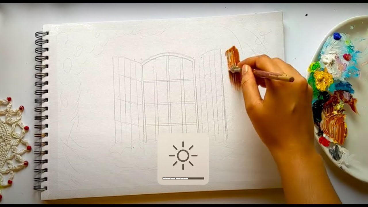Floral Balcony Window Painting / Window with Flowers Painting / Blooming Window Painting Tutorial