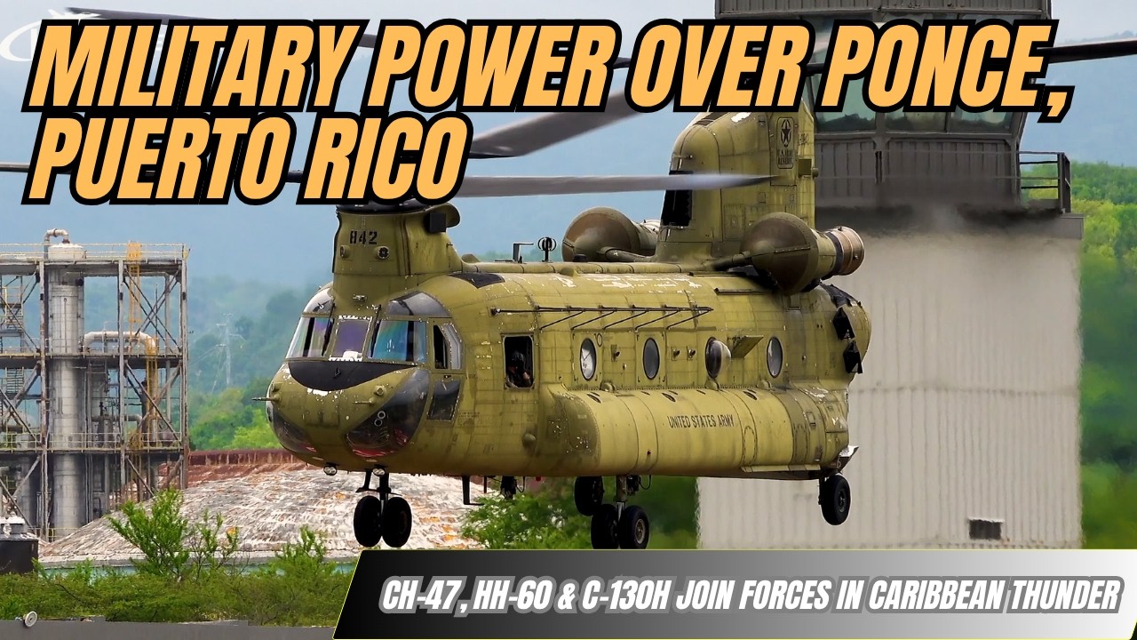Epic Military Airpower in Puerto Rico – Chinook Engine Start, Blackhawk Action & C-130H Ops