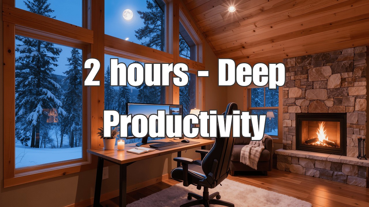 Cozy Cabin Dual Screens Winter Night | Chill Beats Focus for Deep Productivity #focus #work
