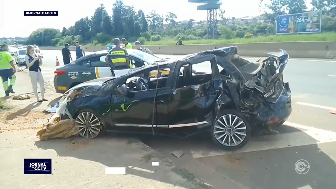 Veículo capota em Rodovia sentindo Paulínia e deixa dois feridos Graves