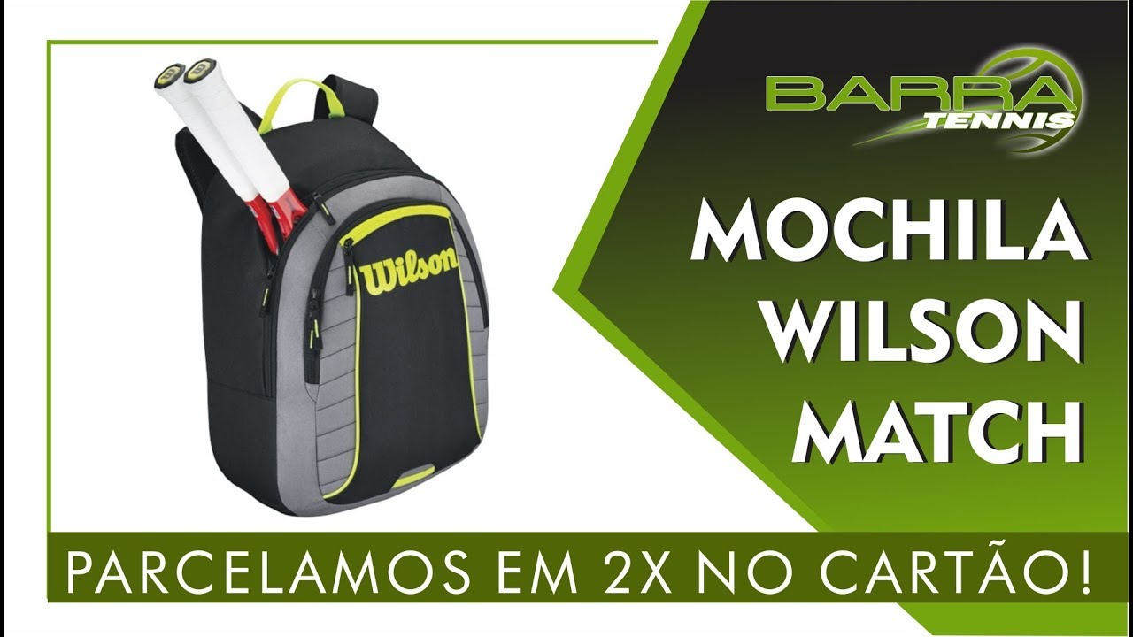 Mochila Wilson Match Cinza e Preta Artigos Esportivos Barra Tennis
