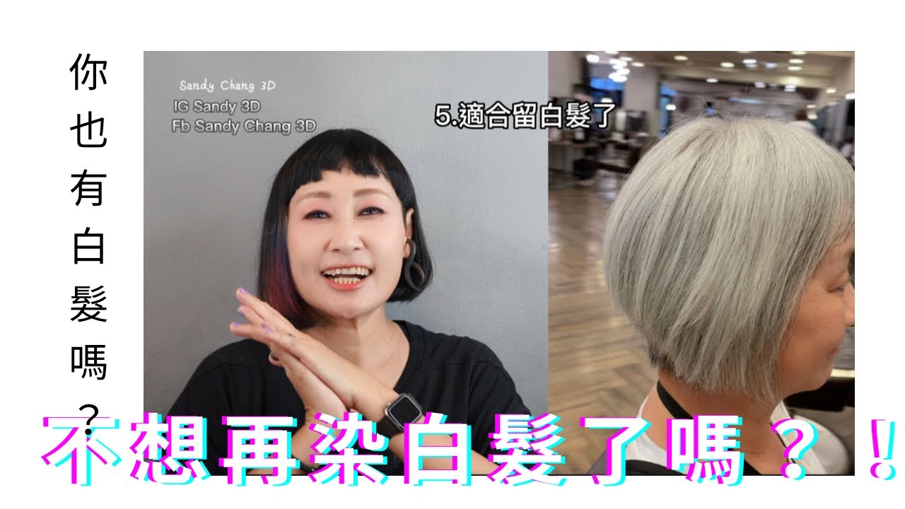 不想再染白髮了｜有哪些方式可以選擇呢｜白髮的各種樣子｜繼續聊白髮｜3D聊頭髮｜Sandy Chang 3D