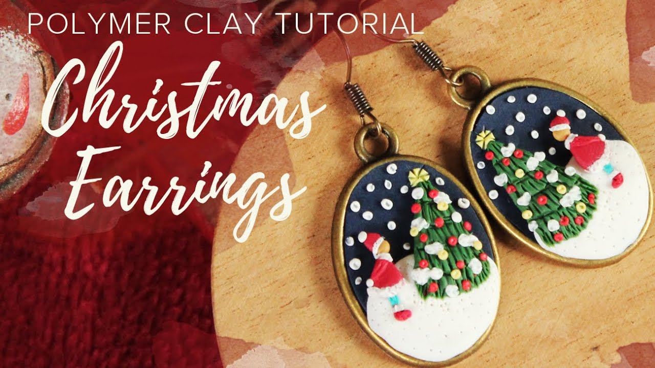 Christmas Tree Earrings | Polymer Clay Embroidery Tutorial
