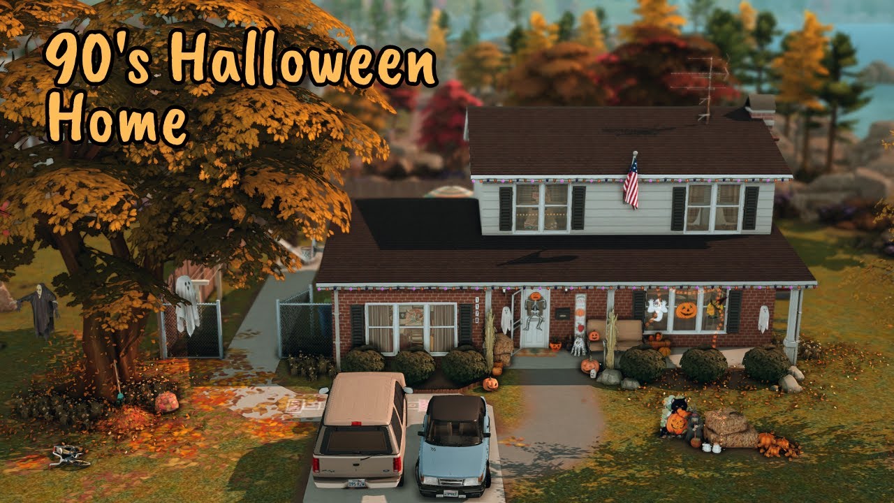 90's  Halloween Home 🎃|| Sims 4 CC Speed Build🔨|| CC included