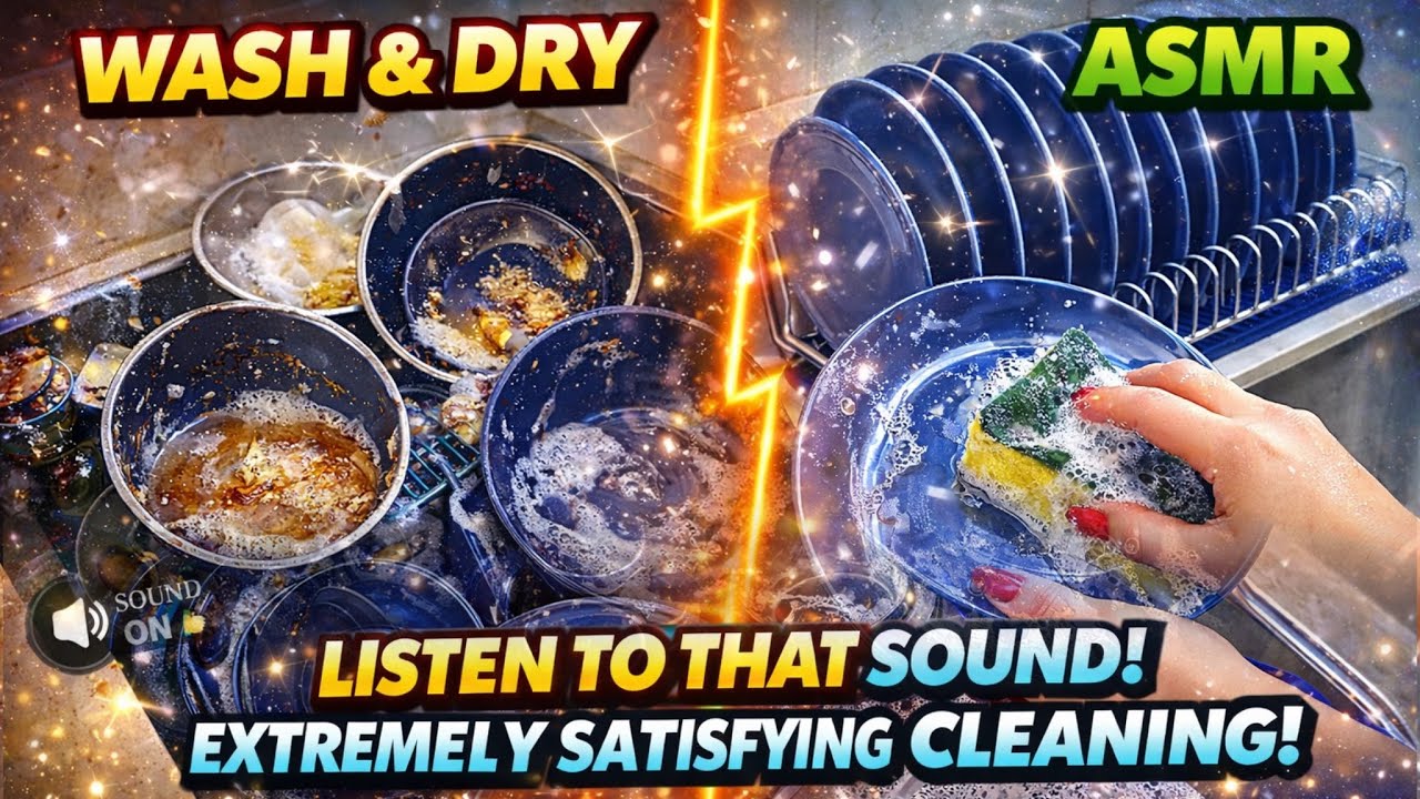 😨EXTREMELY Satisfying Dish Washing ASMR | From Greasy Mess to Spotless Shine ✨