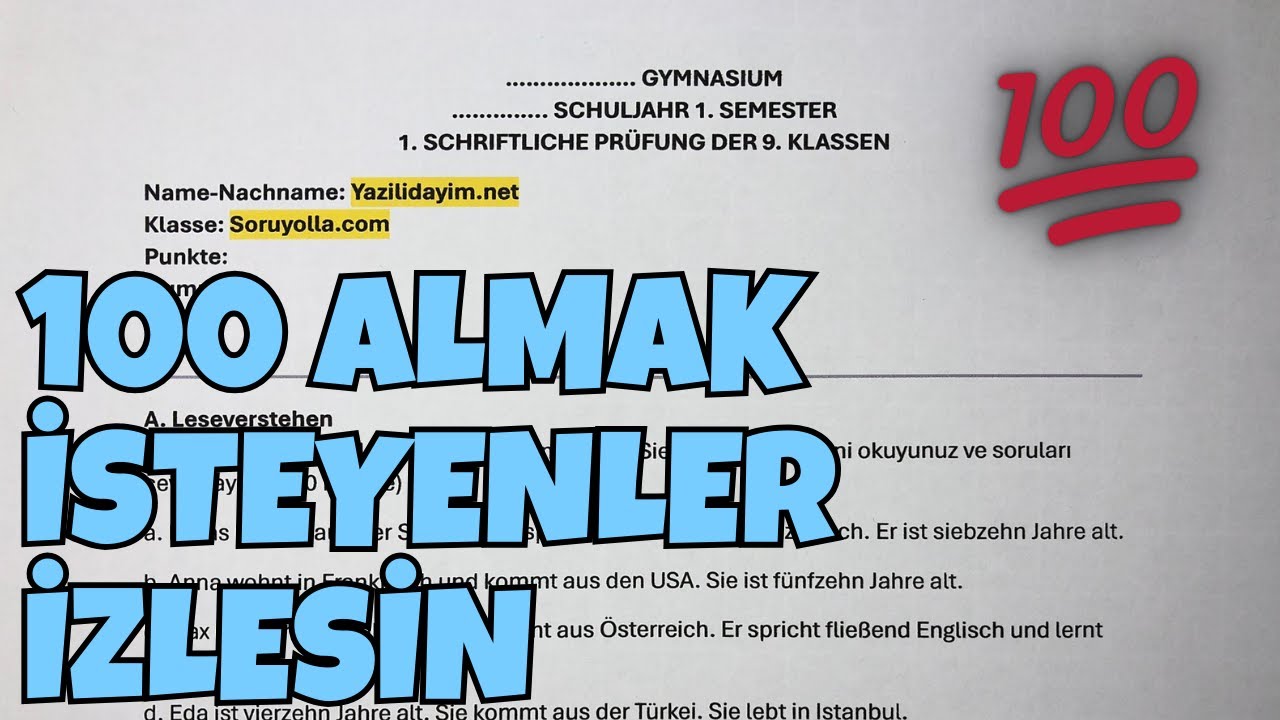 9.Sınıf Almanca 1.Dönem 1.Yazılı