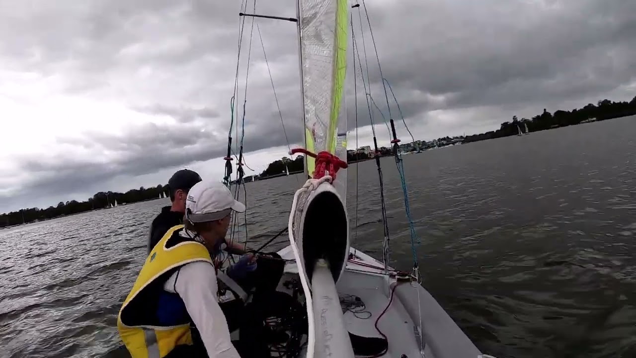 260214 #1 VJ12 Big Apple 5 Greg and Malcolm at Concord Ryde first work in 5-15 knot patchy easterly