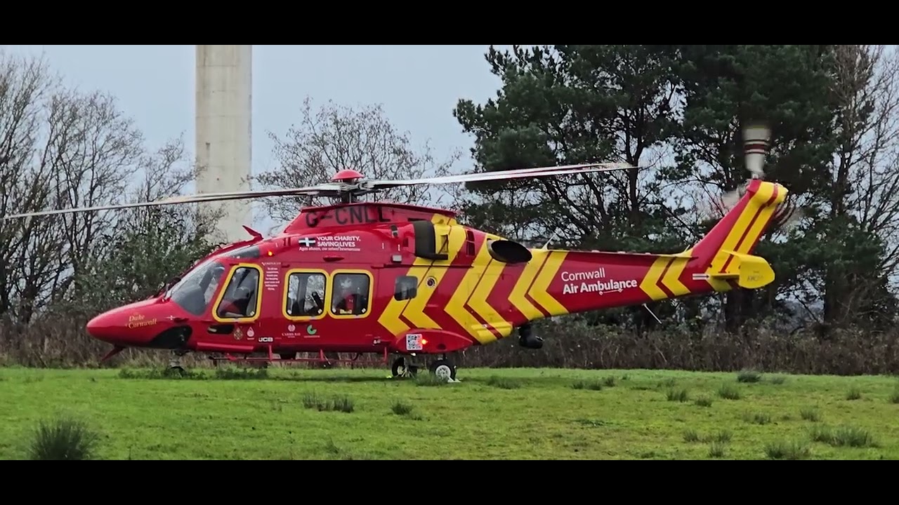 Cornwall Air Ambulance G-CNLL (HLE1) Taking Off At Marjons 21/12/25