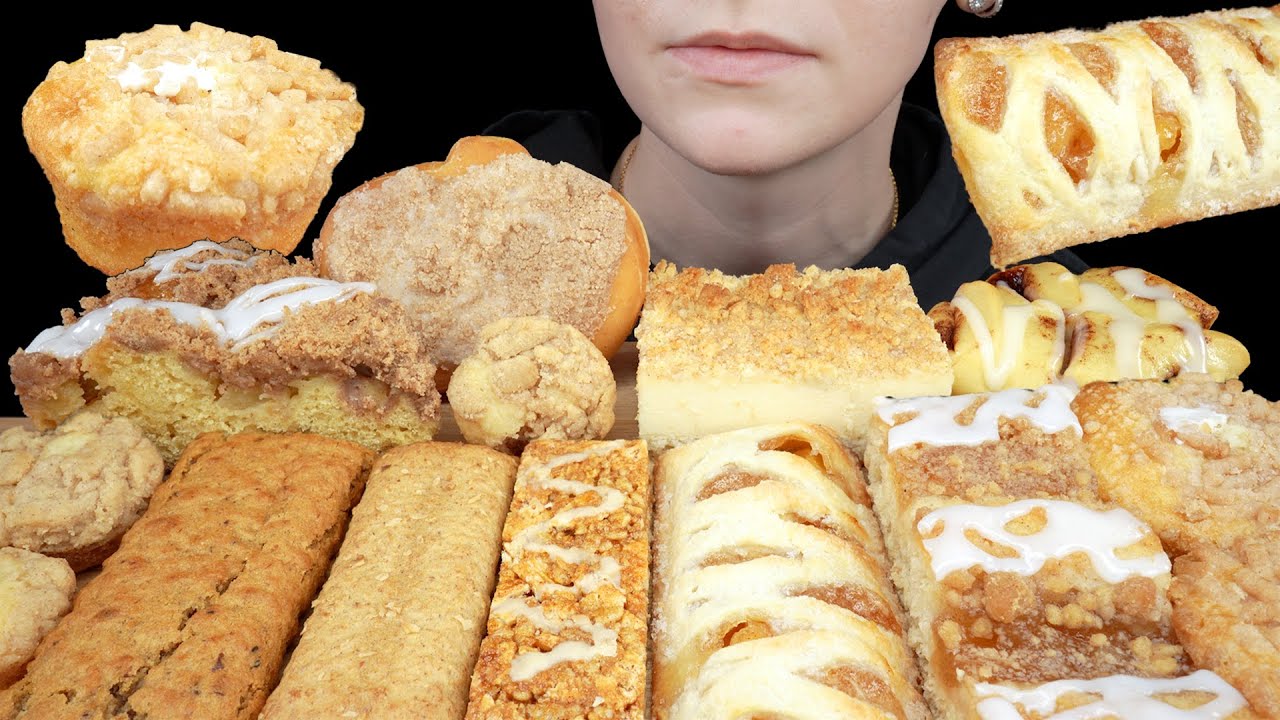 ASMR Mcdonalds Apple Pie, Churro Cheesecake, Cinnabon, Donut, Coffee Cake, Apple Danish, Cookie Bar