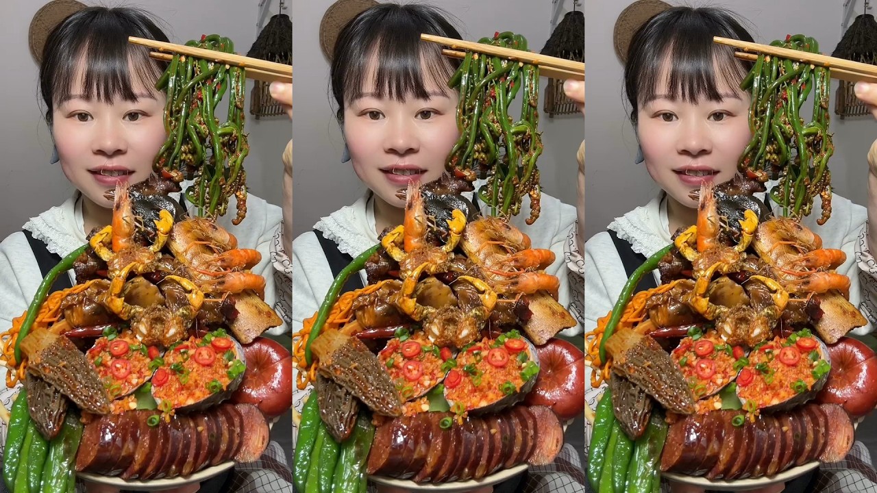 🔥 Homemade Mukbang | Braised Pork, Water Spinach, Eggs & Super Spicy Chili 🌶️ | Super delicious